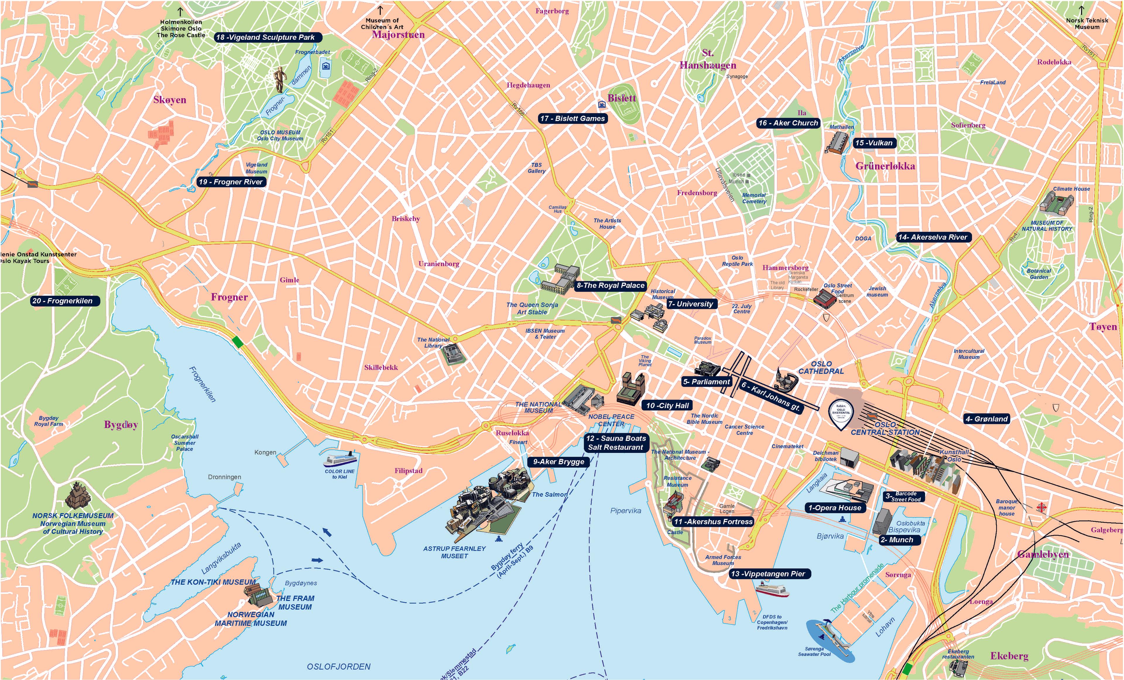 Oslo and beyond bike tour map